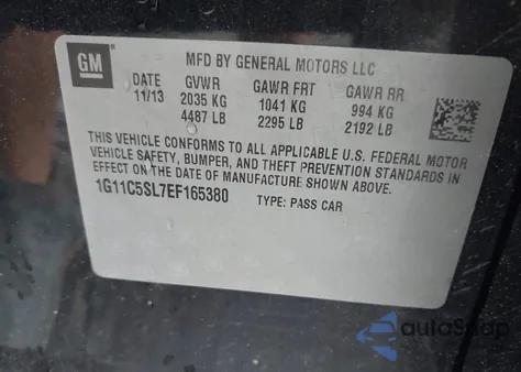 2014 Chevrolet Malibu 1Lt from USA, damaged, VIN 1G11C5SL7EF165380